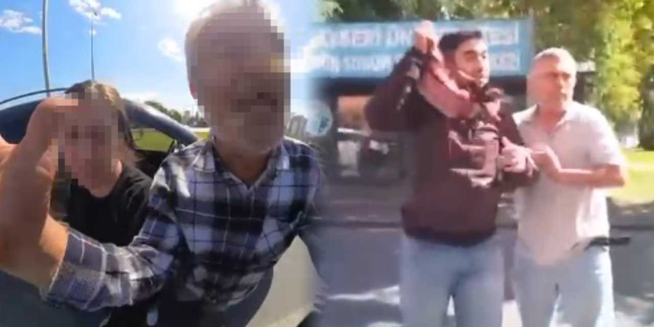Trafikte korkunç anlar! Motokurye kız arkadaşını darbeden sürücüyü defalarca yumrukladı