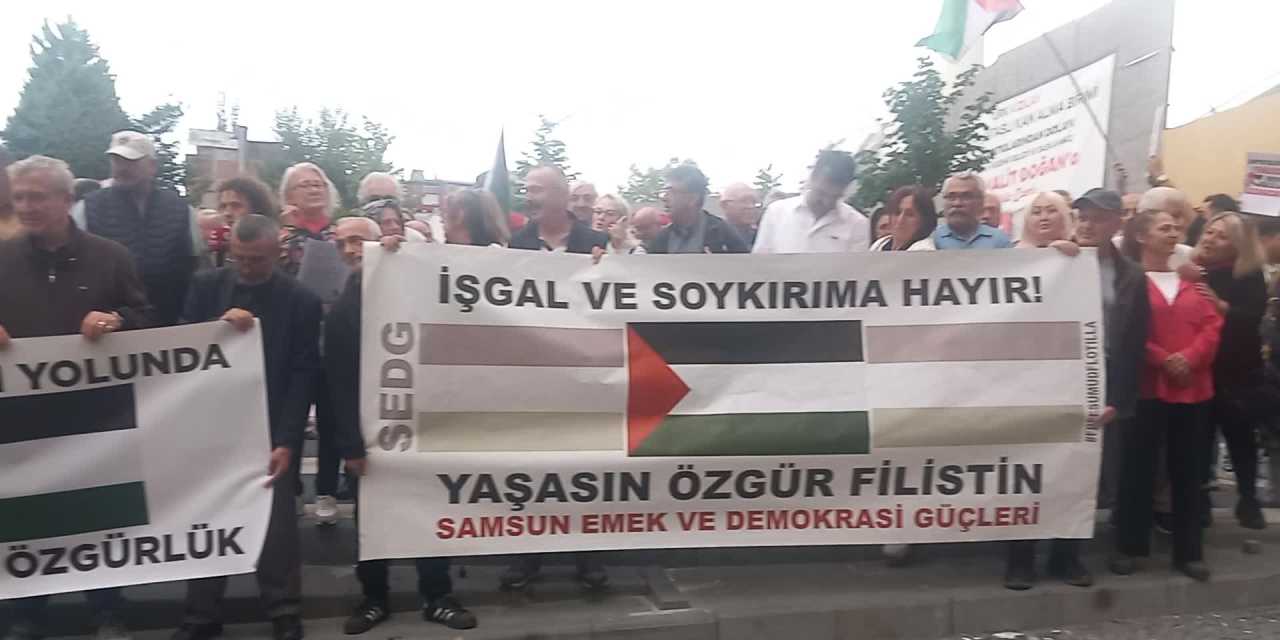 Samsun'da Sumud Filosu'na yönelik saldırı protesto edildi