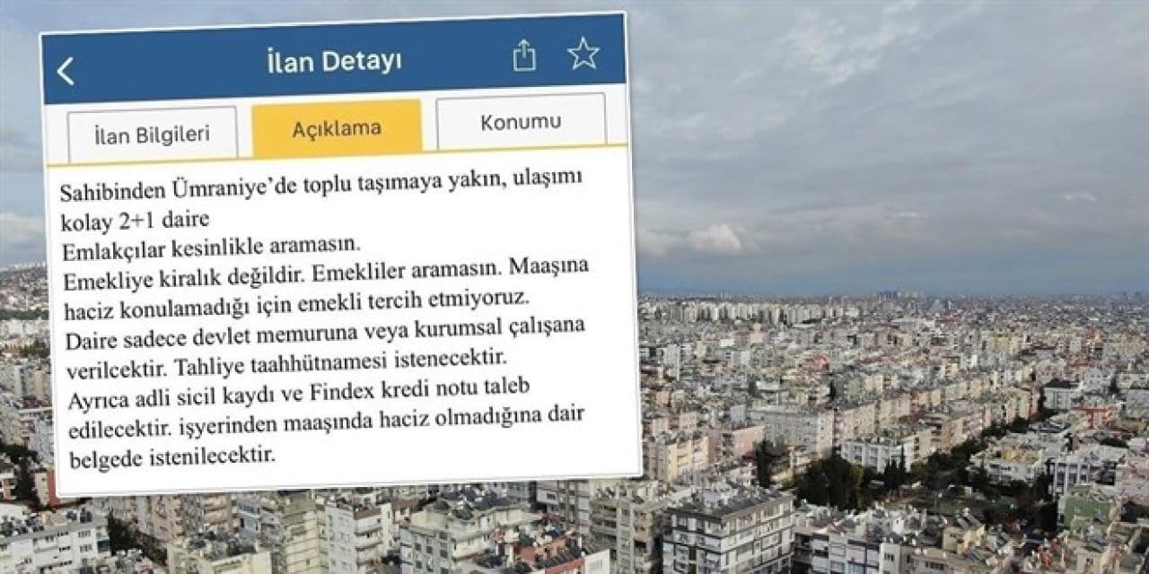 "Emekliye kiralık değildir" ilanına ceza