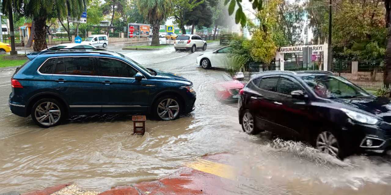 Samsun’da yollar 5 dakika içinde göle döndü!
