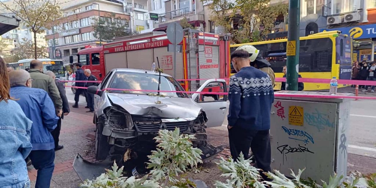 Karşıya geçen yaya çarptı, kaldırıma çıktı, ağacı devirdi