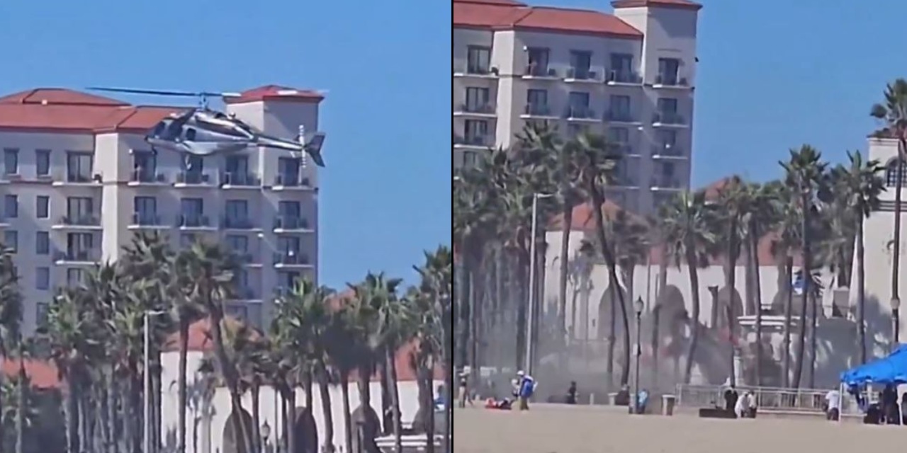 ABD'de helikopter kazası! Sahil otoparkına düştü