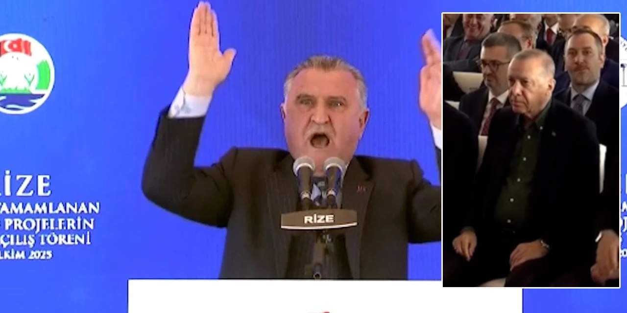 Bakan sesi kısılana kadar Erdoğan'ı övdü: Erdoğan tepki vermeden izledi