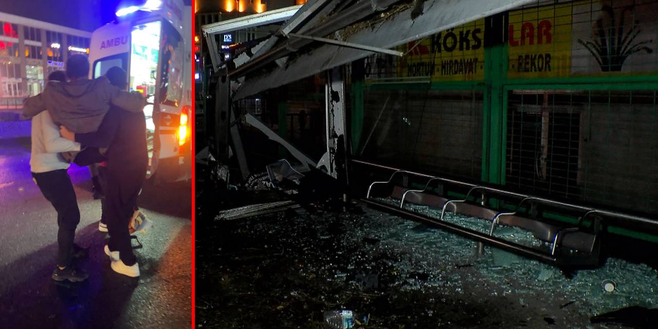 Otomobil durağa çarptı: 1 yaralı