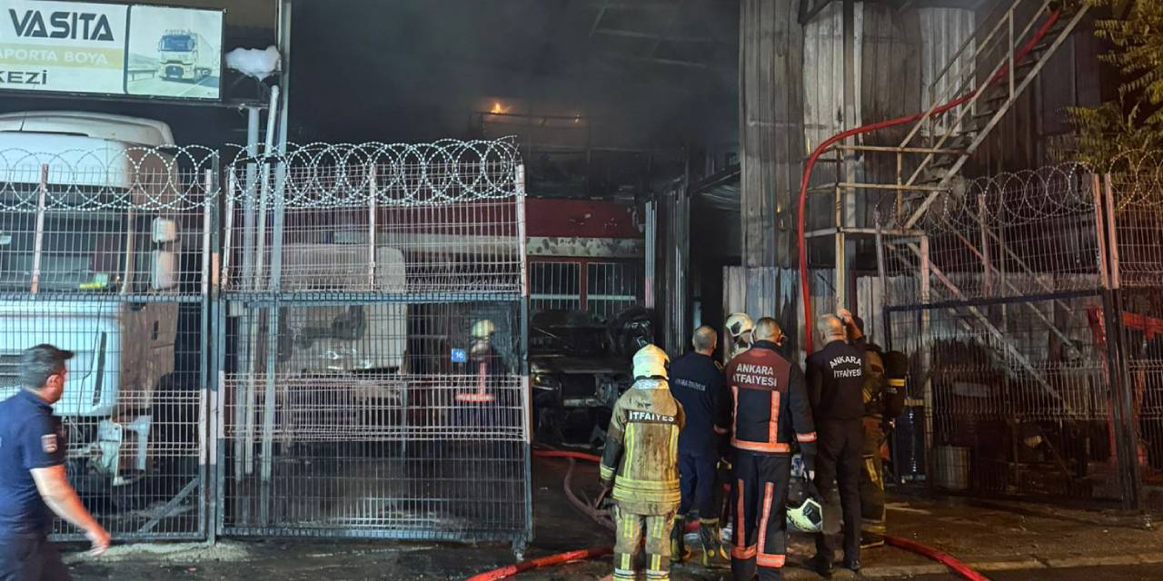 Ankara’da oto tamirhanesinde yangın!