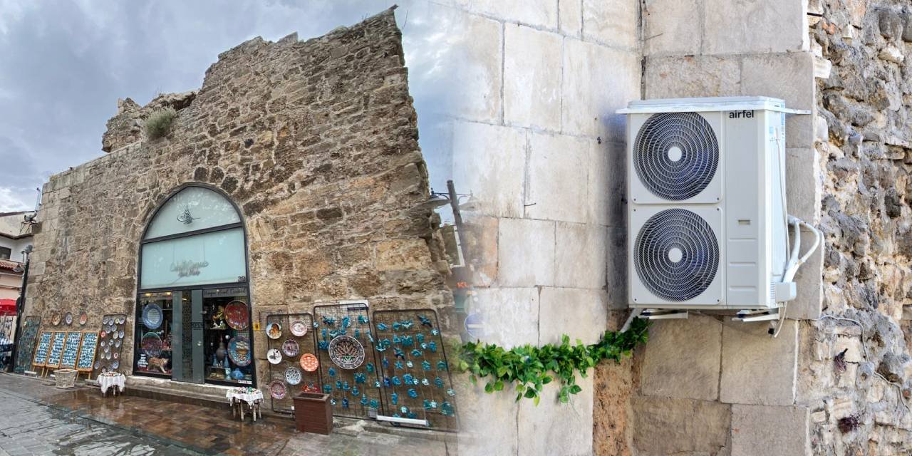 2 bin yıllık burcu klima takmak için deldiler! Vatandaş şikayet etmese Vakıflar Müdürlüğü'nün haberi yok