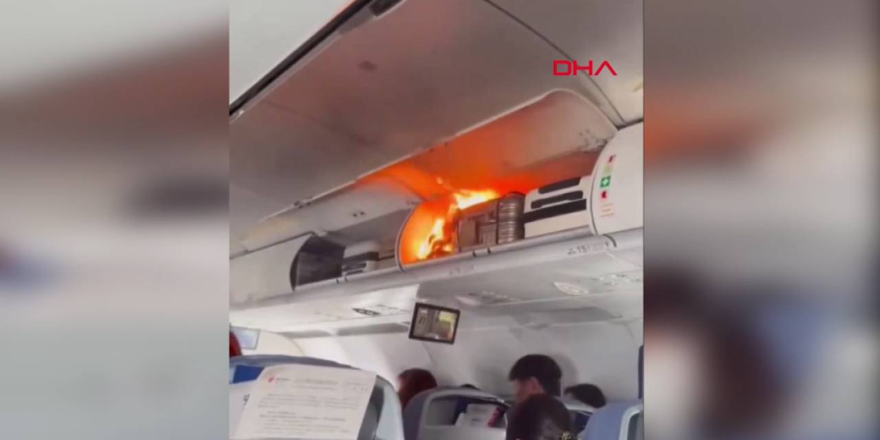 Yolcu uçağında yangın paniği! El bagajındaki batarya alev aldı: Uçak acil iniş yaptı
