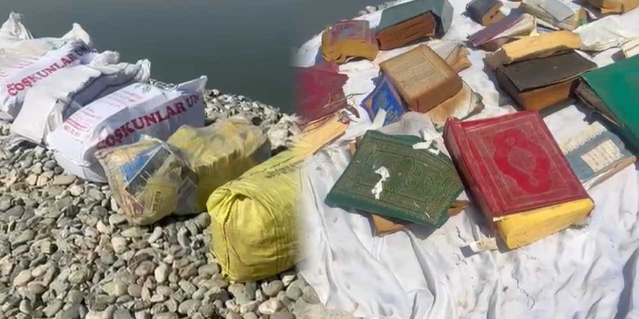 Çay kıyısında çuvallar dolusu Kuran-ı Kerim bulundu!