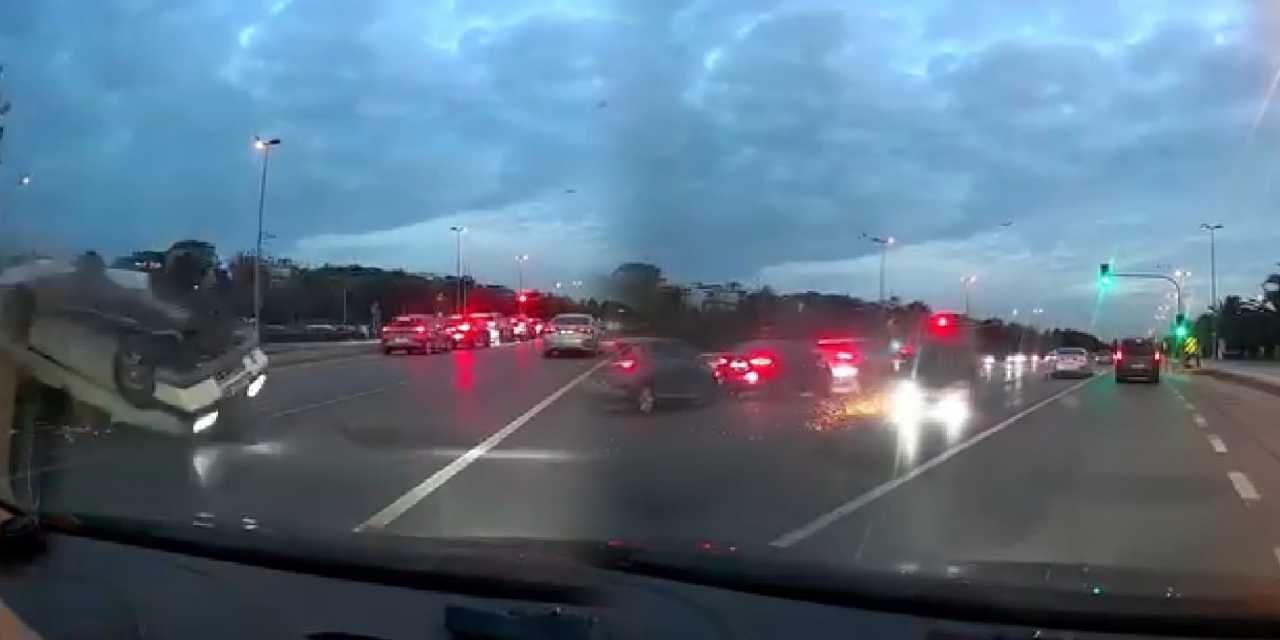 İstanbul'da makas attı metrelerce sürüklendi!