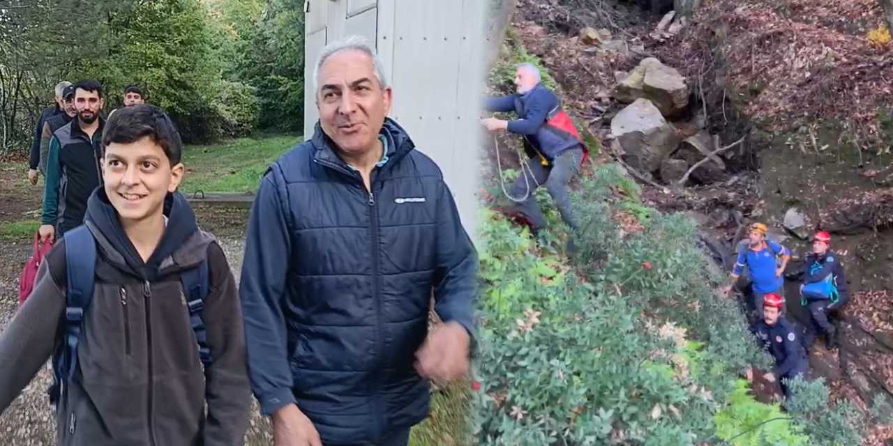 Kestane toplarken mahsur kalan çocukları itfaiye kurtardı!