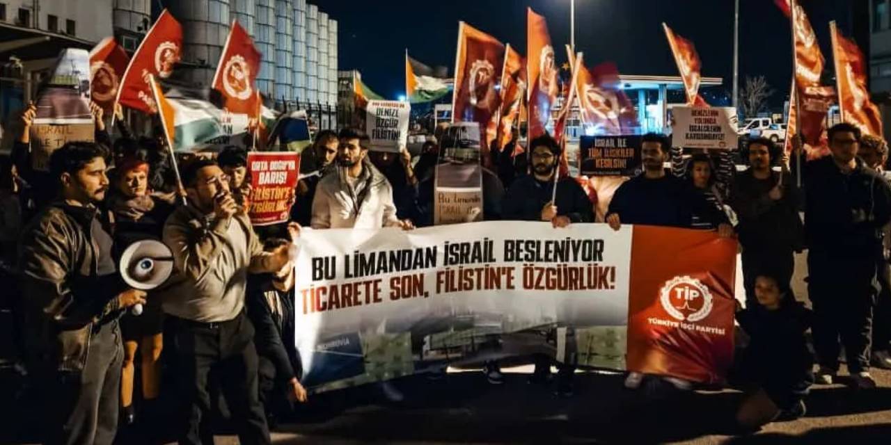 TİP'ten İzmir Limanı'nda eylem: Bu limandan İsrail besleniyor!