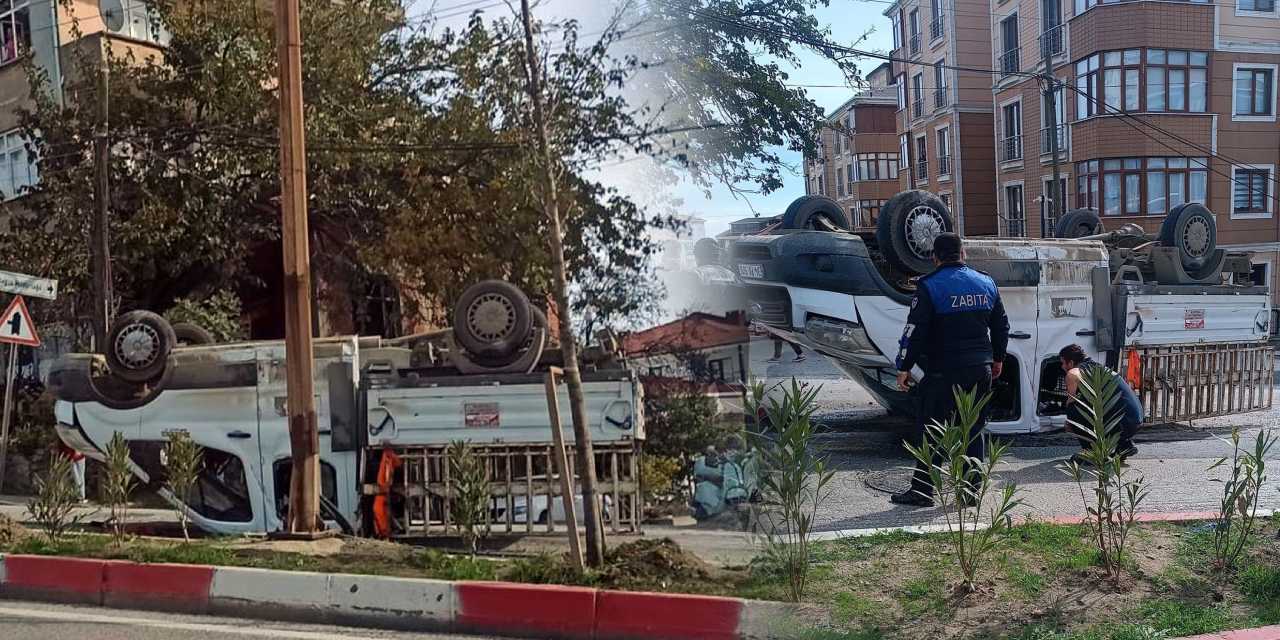 Tekirdağ’da korkunç kaza! Kamyonet takla atarak ters döndü