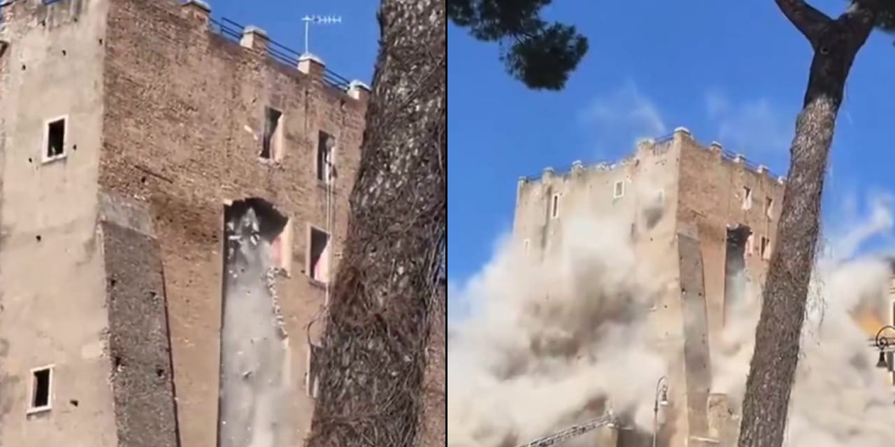 İtalya'da tarihi kulede çökme! En az 4 işçi yaralandı