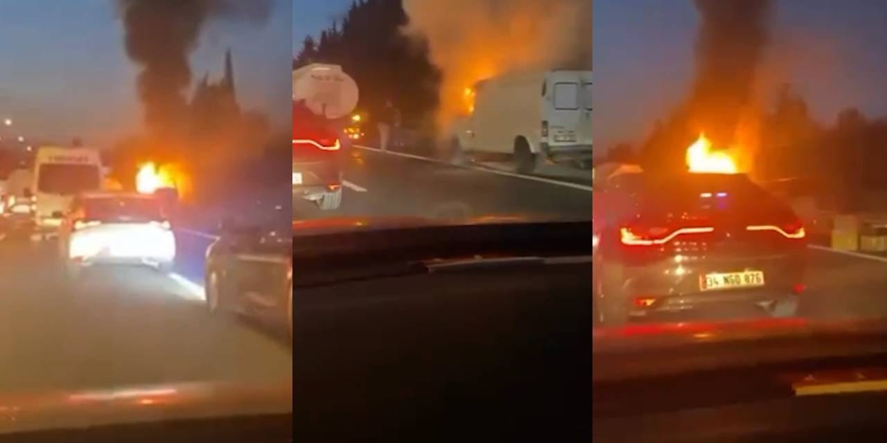 Beşiktaş'ta panelvan alev alev yandı!