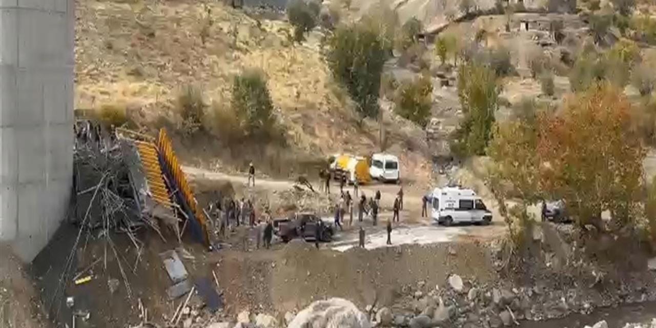 Viyadük inşaatında iskele çöktü: Yaralılar var