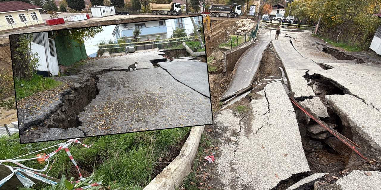 Okul inşaatı yolu çökertti! Ekipler harekete geçti