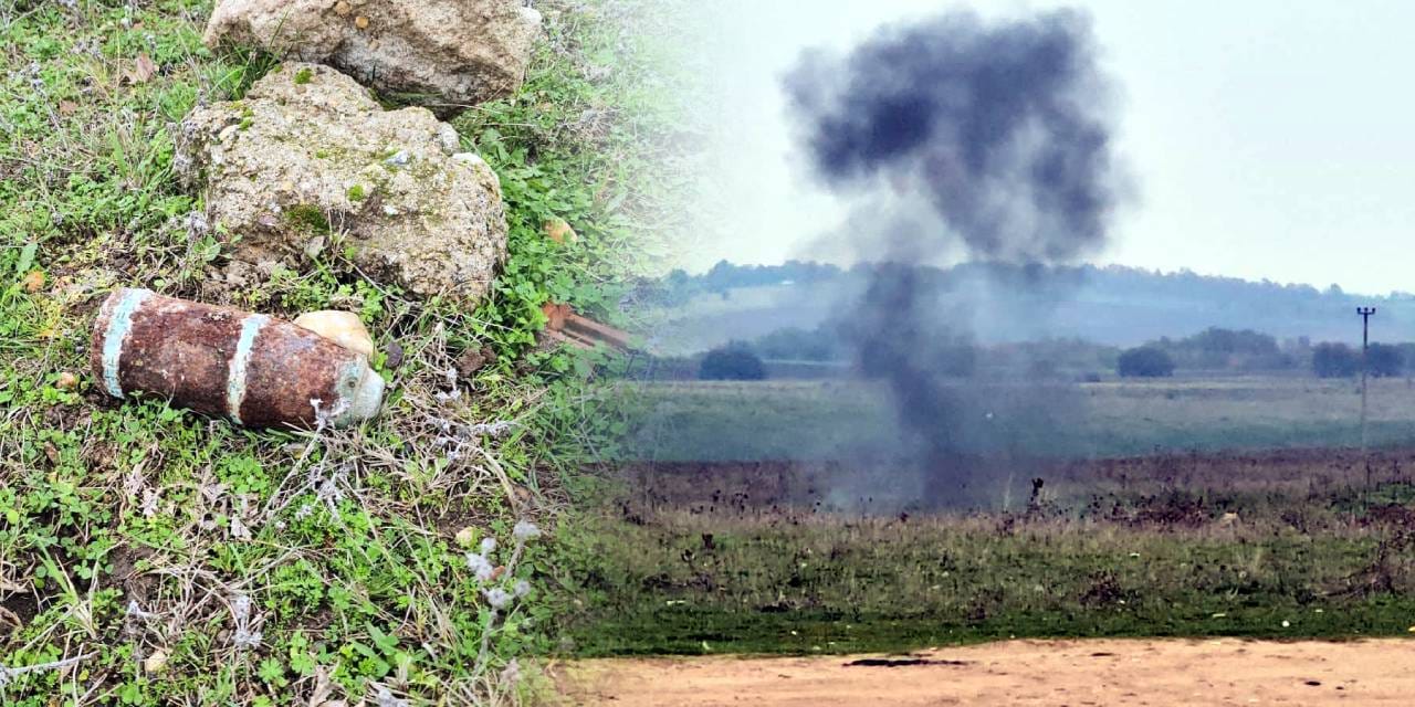 Köy merasında top mermisi bulundu