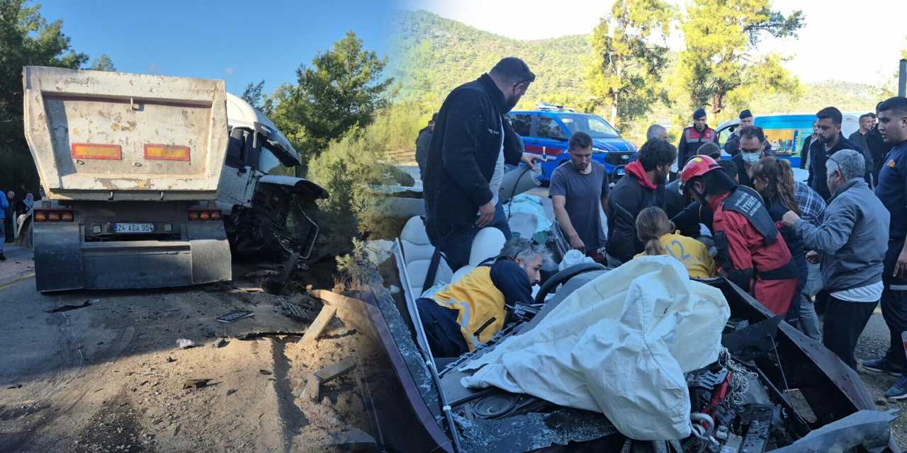 Tıra ok gibi saplanan araç hurdaya döndü: 2 yaralı