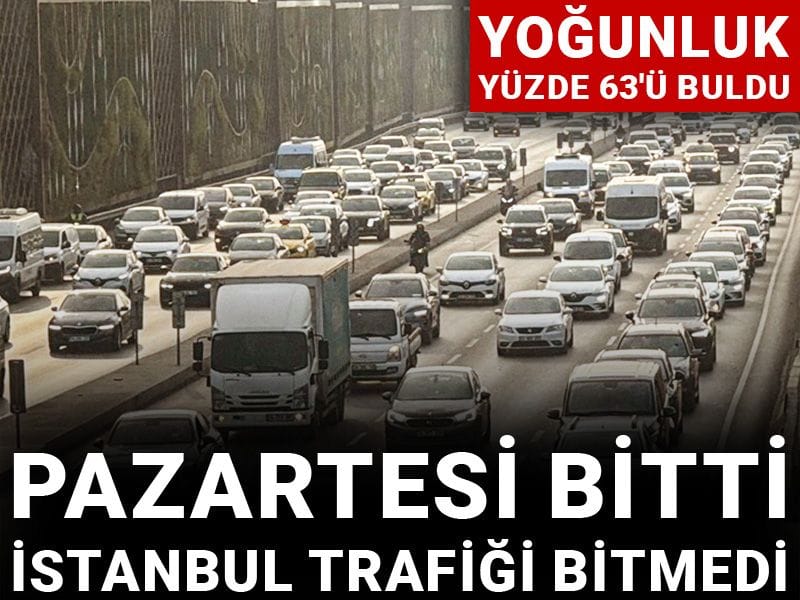 Pazartesi bitti, İstanbul trafiği bitmedi: Yoğunluk yüzde 63'ü buldu
