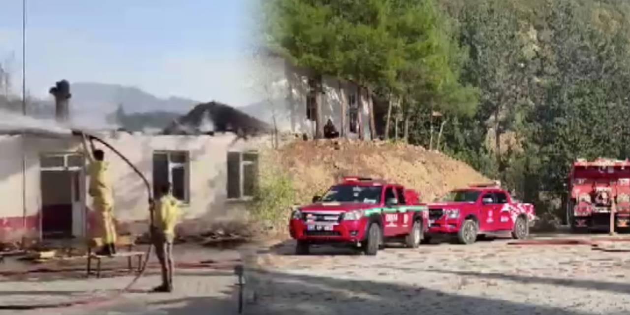 Eski okul binası alev alev yandı!
