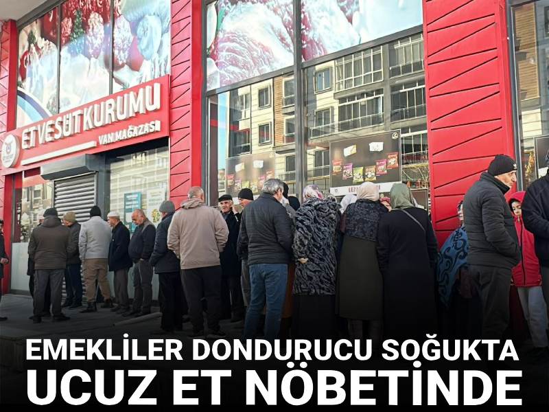 Emekliler dondurucu soğukta ucuz et nöbetinde