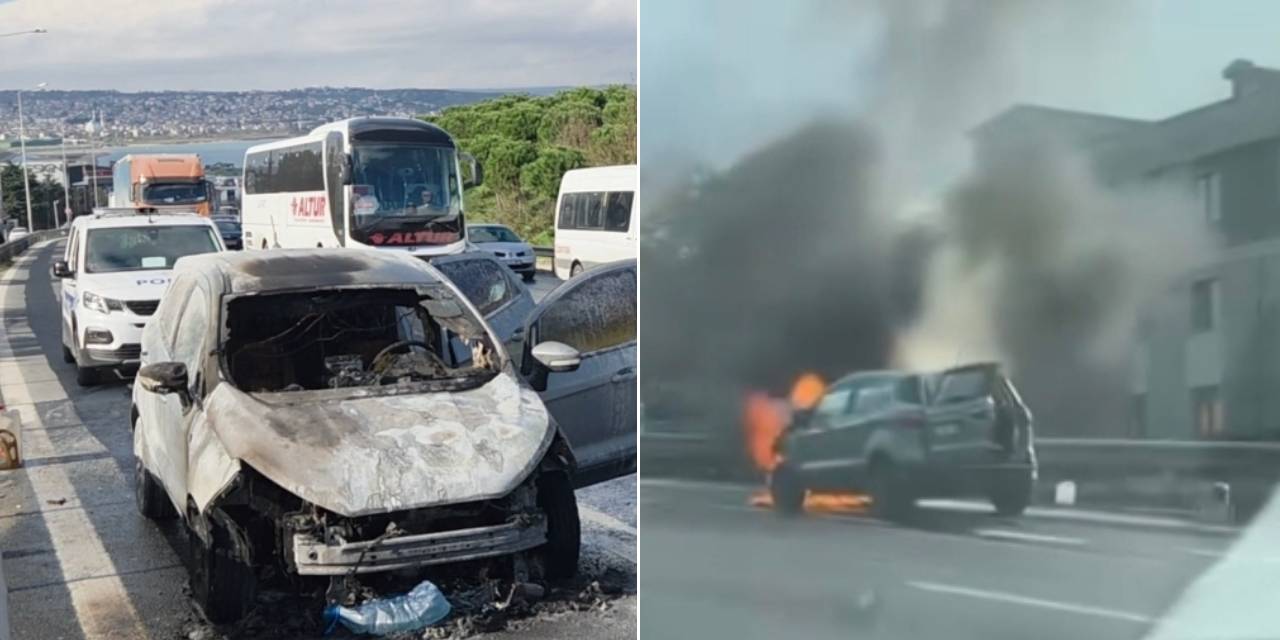 Seyir halindeki otomobil alev alev yandı: Sahibi aracı bırakıp hastanedeki annesini görmeye gitti