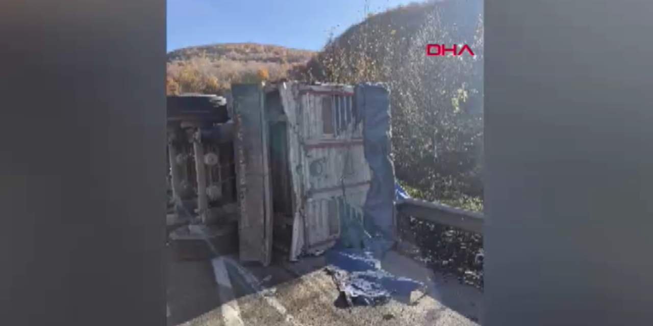 Bursa-Ankara karayolunda TIR devrildi