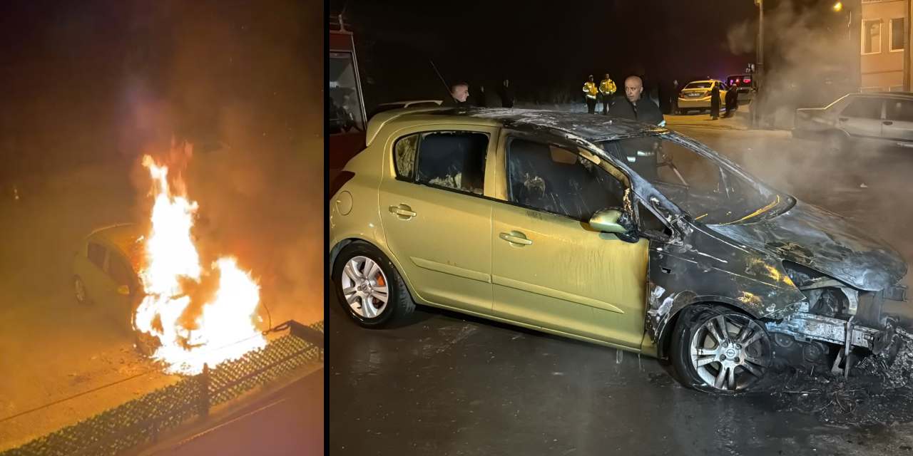 Park halindeki otomobil alev alev yandı