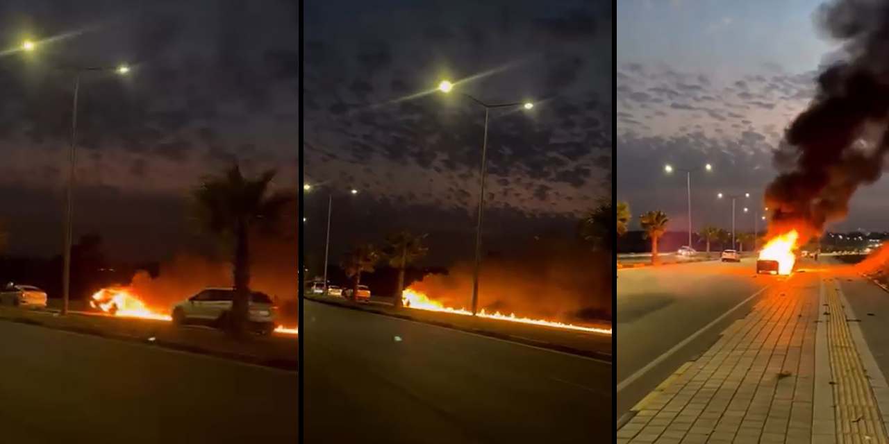 Seyir halindeki otomobil alev alev yandı: O anlar kamerada