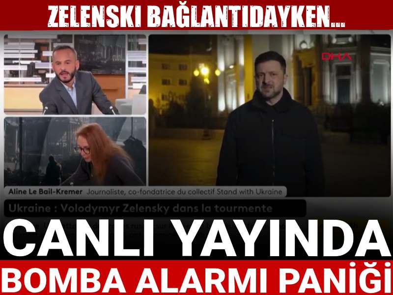 Zelenski bağlantıdayken: Canlı yayında bomba alarmı paniği! Korku içinde binayı boşalttıalar