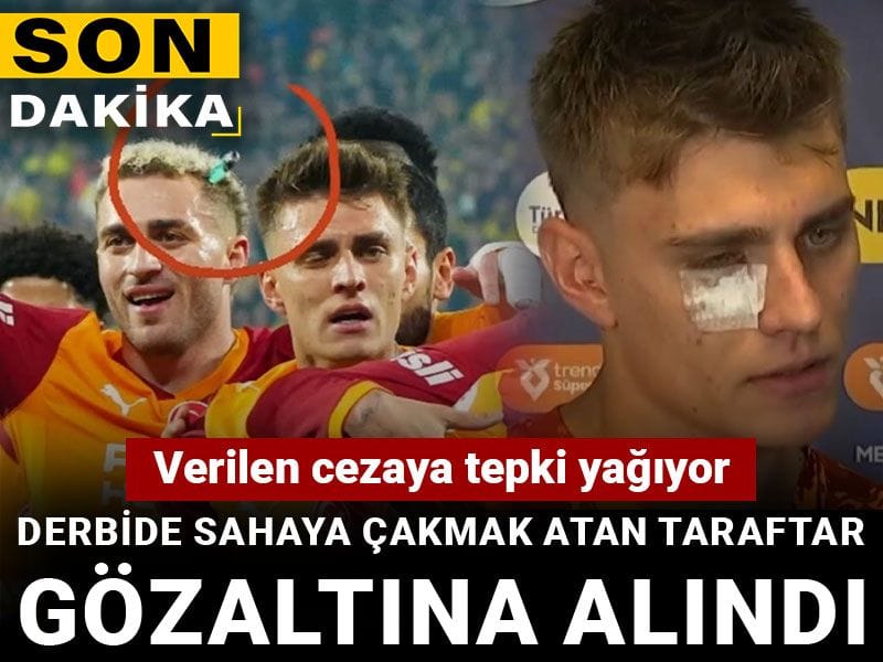 Derbide sahaya çakmak atan taraftar gözaltına alındı: Verilen cezaya tepki yağıyor