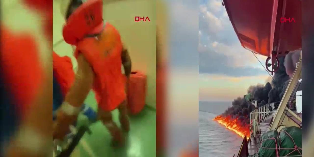 Karadeniz'de vurulan gemide korku dolu anlar: Personel alev ve dumanların arasında kaldı