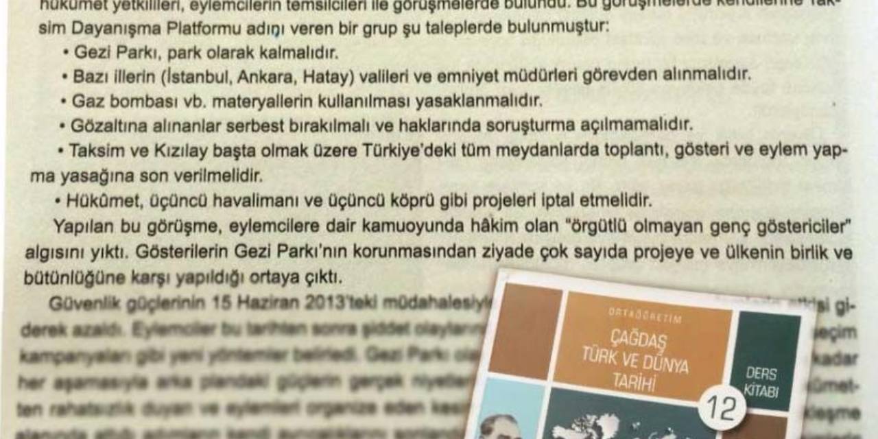 Gazladılar, copladılar kendi tarihlerini yazıyorlar: Ders kitabında Gezi Direnişi!
