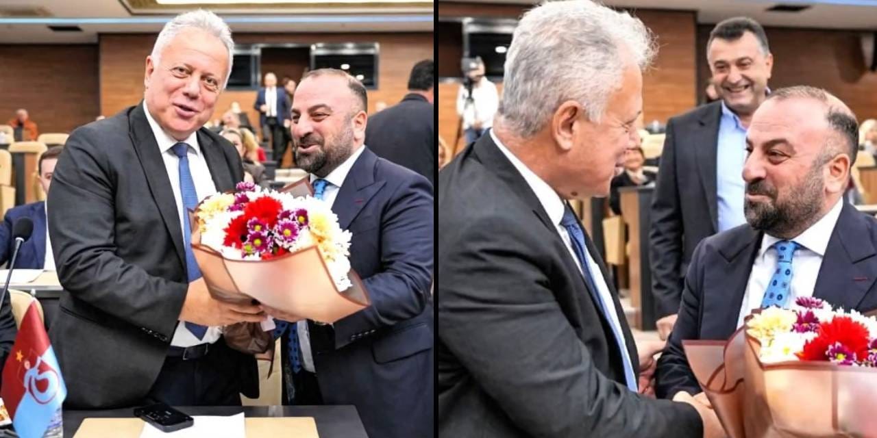 Trabzon'da AKP'den beklenmedik siyasi jest  CHP'li üyeye çiçek verdi