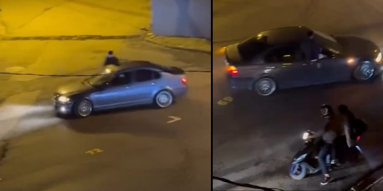 Trafik magandasının eğlence uğruna trafiği tehlikeye attığı anlar kamerada