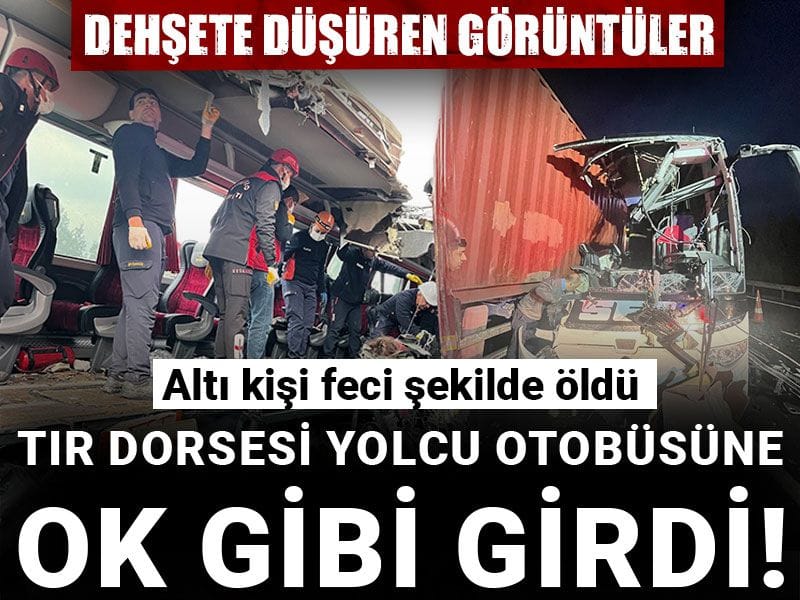 Yolcu otobüsü TIR'a çarptı: Otoyol kan gölüne döndü!