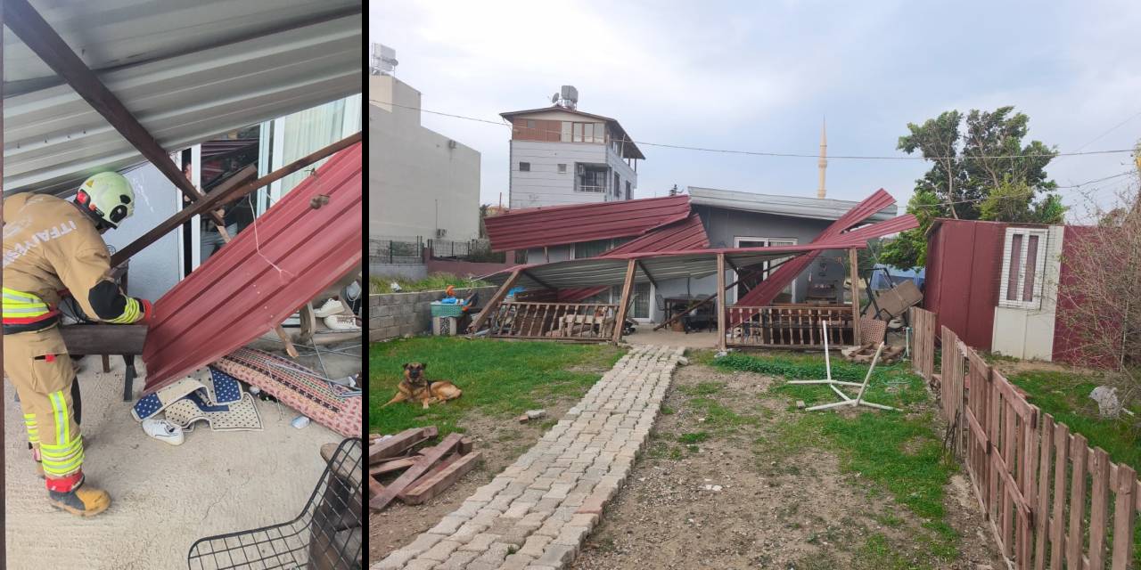 Hatay'da fırtına! Çatılar uçtu TIR devrildi