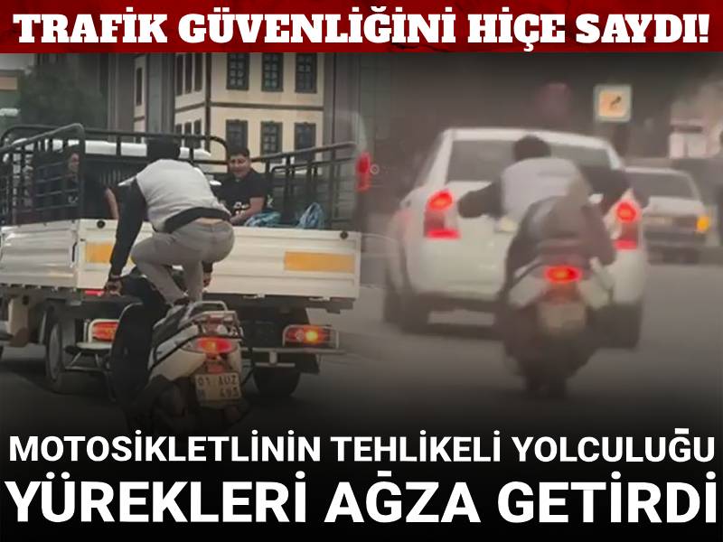 Trafik güvenliğini hiçe saydı! Motosikletlinin tehlikeli yolculuğu yürekleri ağza getirdi