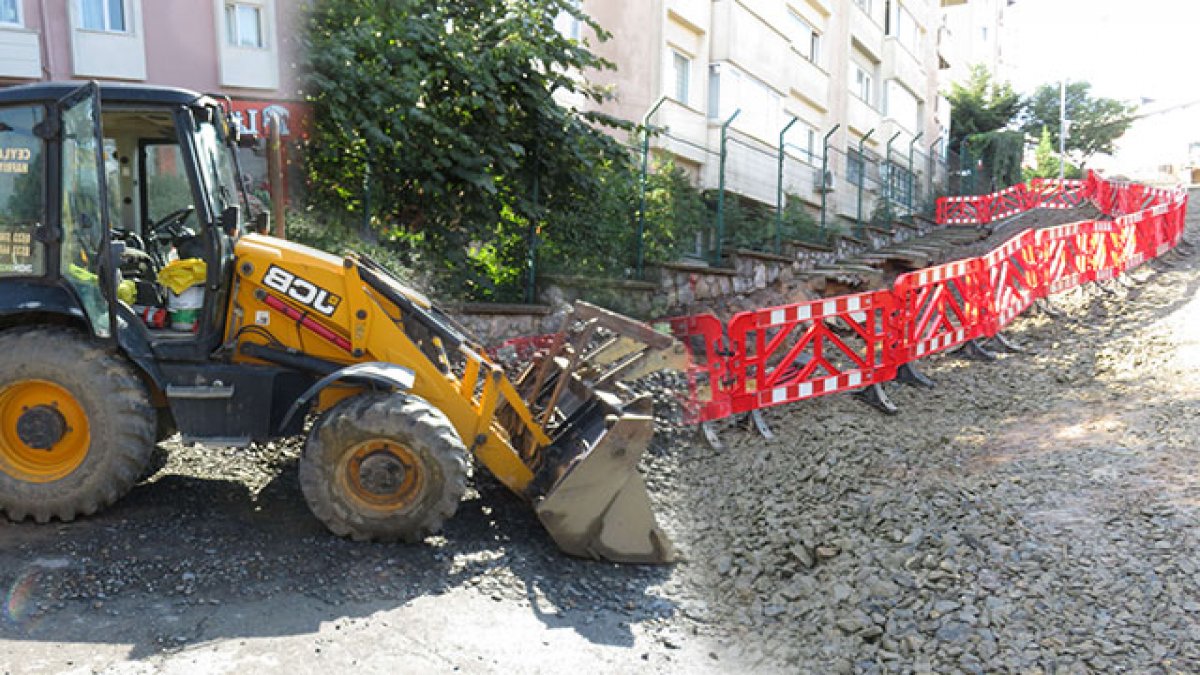Belediye düğmeye bastı! Üsküdar'da çöken yolda çalışmalar başladı