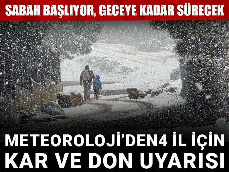 Meteoroloji’den 4 il için kar ve don uyarısı: Sabah başlıyor, geceye kadar sürecek