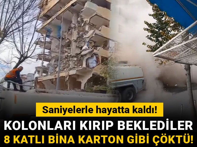 Saniyelerle hayatta kaldı! Kolonları kırıp beklediler: 8 katlı bina karton gibi çöktü!