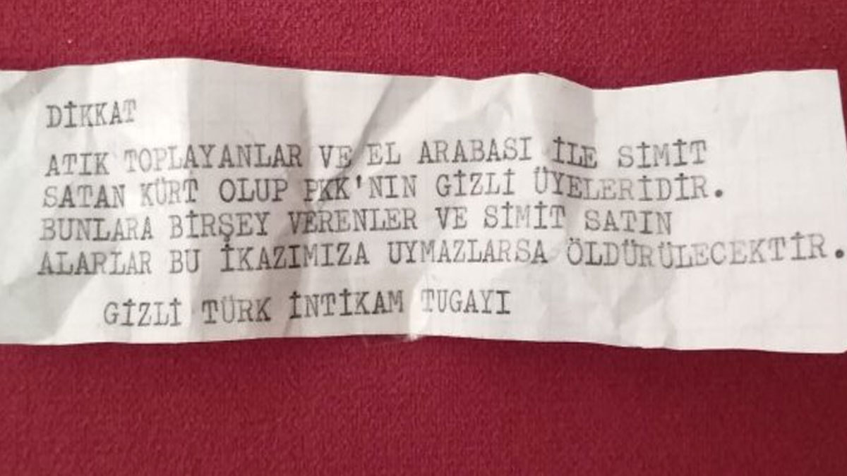 Evlere 'Türk İntikam Tugayı' imzalı tehdit mesajları