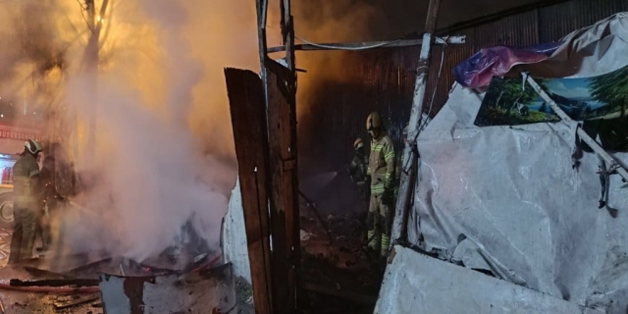 Bursa'da baraka yangını: 1 kişi hastanede