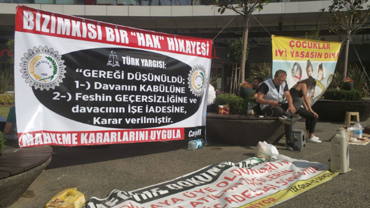 Cargill işçileri, mahkeme kararına rağmen işlerine dönememelerinin ardından direnişlerini İstanbul'a taşıdı