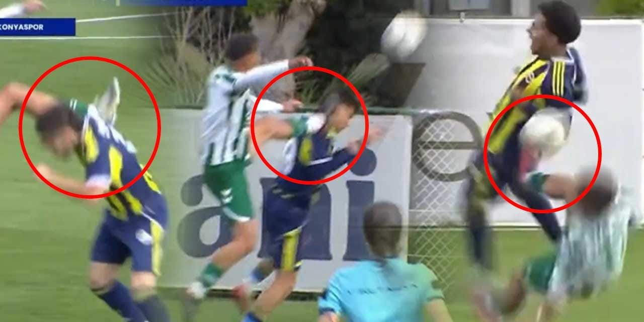 Fenerbahçe Konyaspor maçında skandal görüntüler: PAF'ta art arda tekmeler