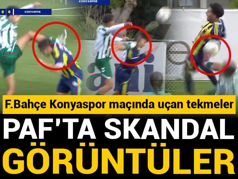 Fenerbahçe Konyaspor maçında skandal görüntüler: PAF'ta art arda tekmeler