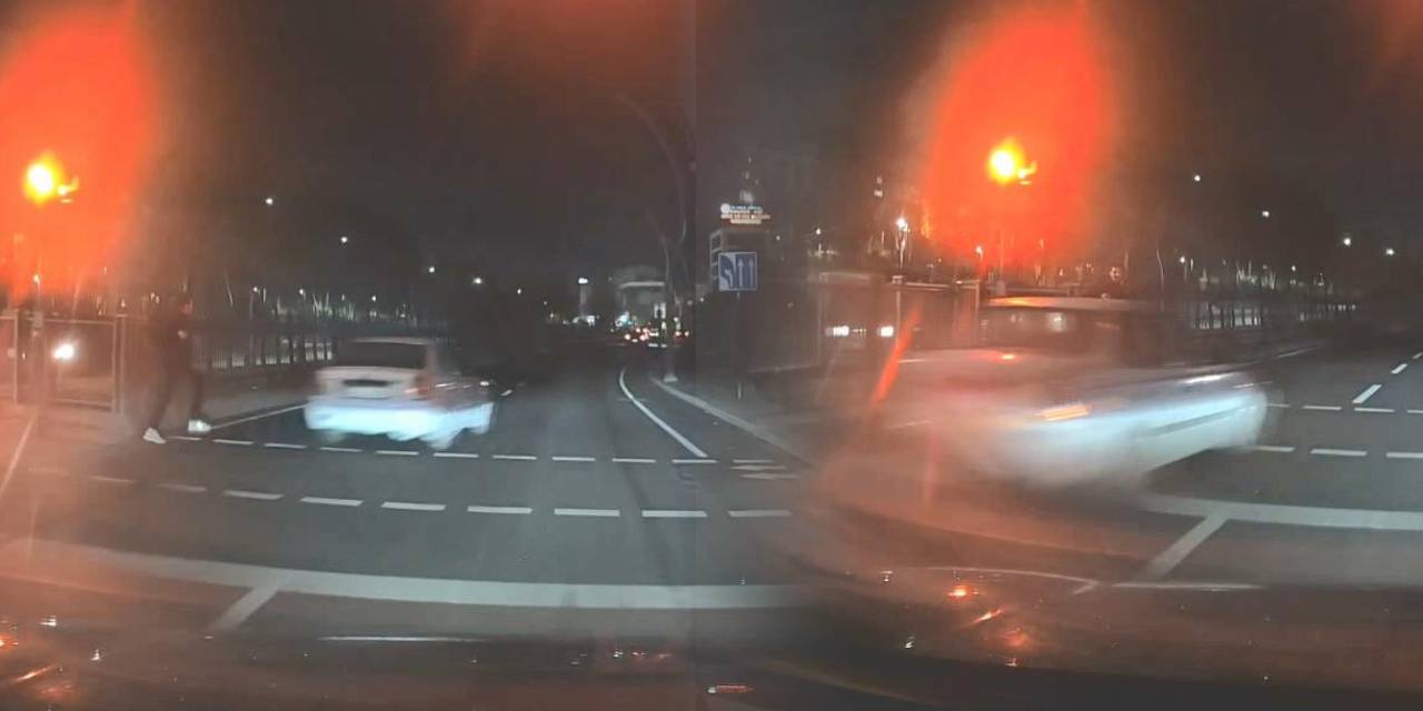 Otomobil kırmızı ışıkta geçti! Yaya ölümden saniyelerle kurtuldu