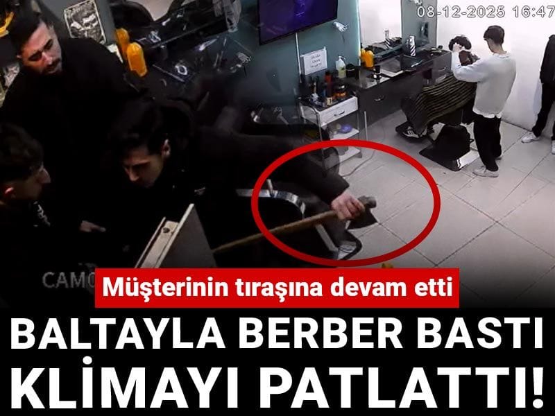 Baltayla berber bastı klimayı patlattı! Müşterinin traşına devam etti