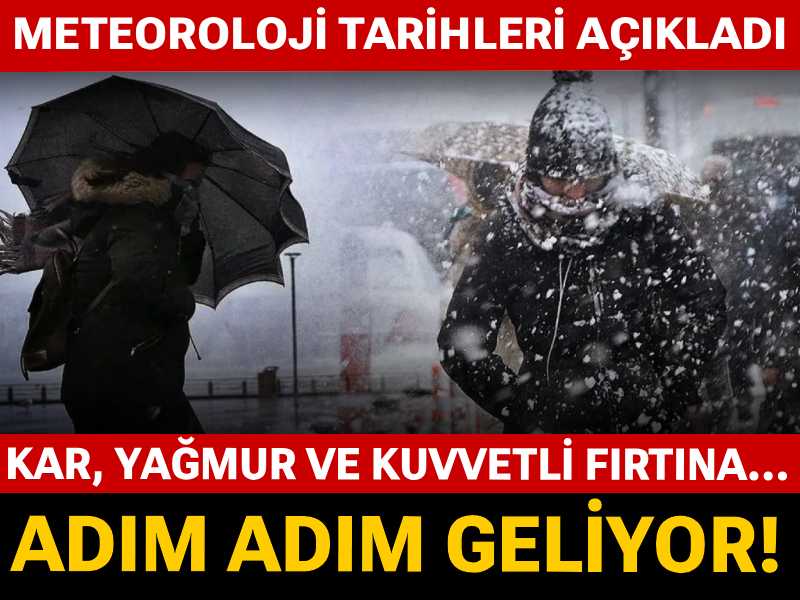 Adım adım geliyor! Meteoroloji tarihleri açıkladı: Kar yağmur ve kuvvetli fırtına...
