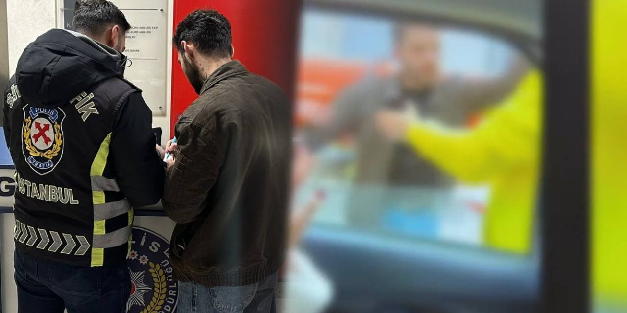 Sürücüyü kırmızı ışıkta durduğu için darbetti!